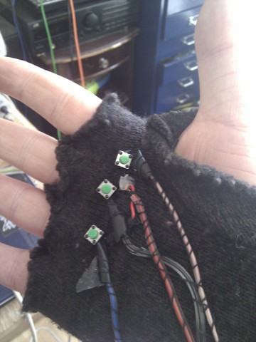Push buttons on the glove